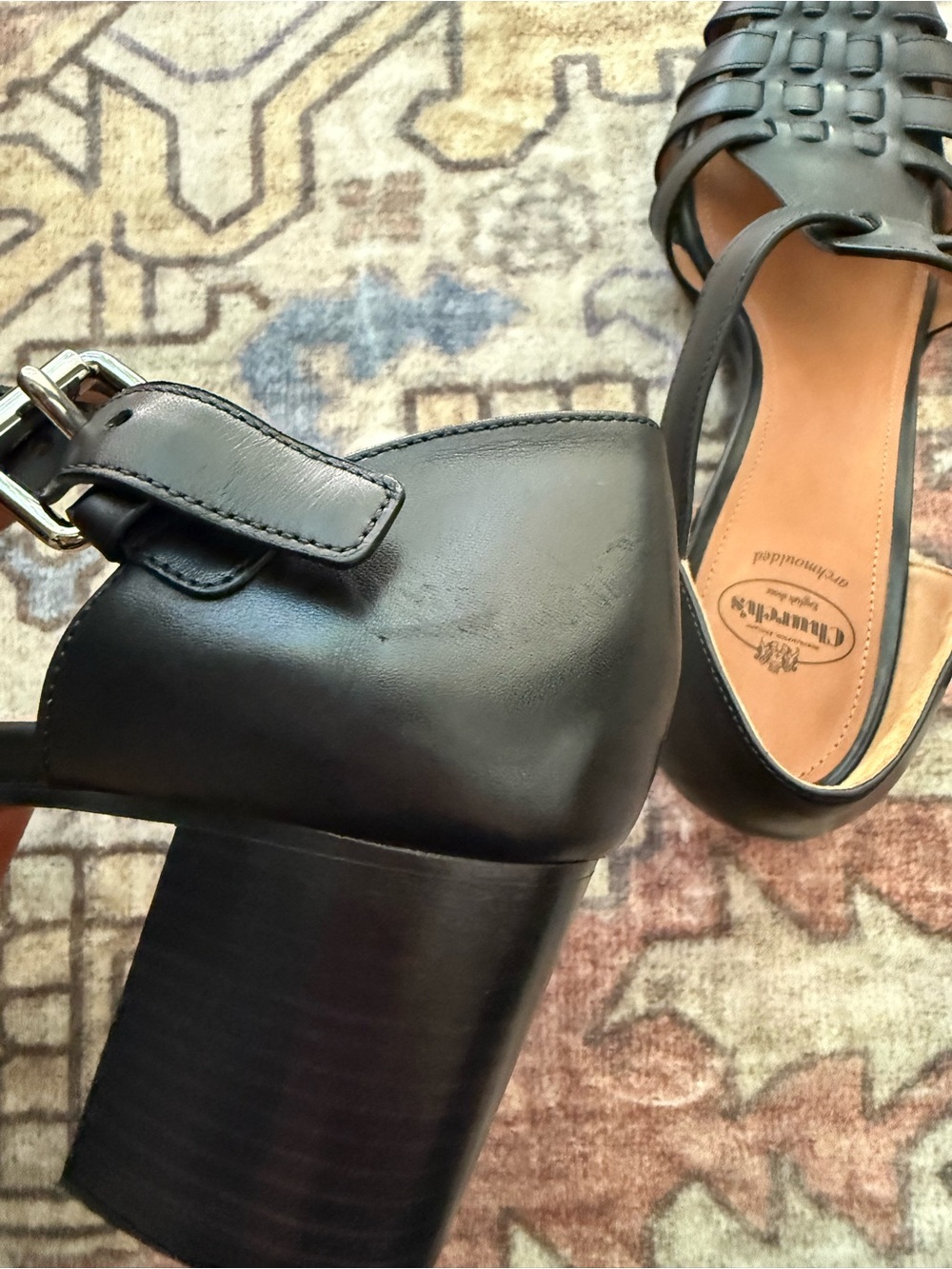 Church’s Women’s Black Kelsey 50 Leather Heeled Sandals EU 42 US 10.5–11 - Picture 10 of 11
